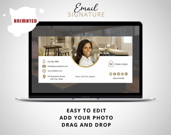 ANIMATED Email Signature Template for Real Estate Agents - DIY Email Footer Design - Fully Editable Canva Template - Instant Access