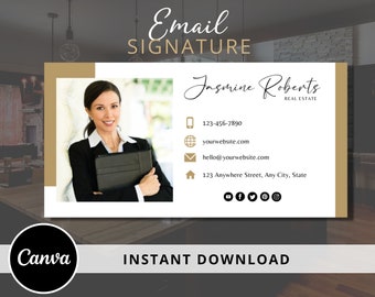 DIY Email Signature Template for Real Estate Agents, Email Footer Design - Fully Editable Canva Template - Instant Download