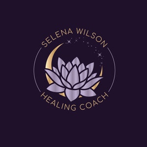 Premade Logo Design, Wellness Center, Purple Lotus, Life Coaching Logo, Moon Logo, Spa, Psychology, Cosmetic Logo, White Flower Lotus Logo