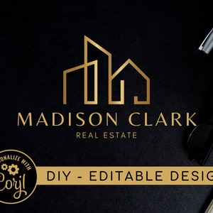 Editable Premade Gold Real Estate Logo, DIY Design Template, Realtor Branding, Real Estate Branding, Editable Logos, Instant Download