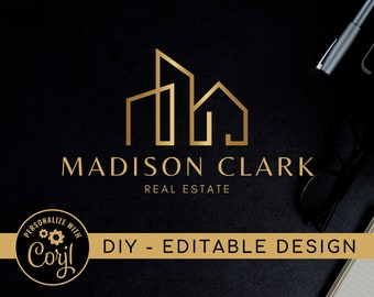 Editable Premade Gold Real Estate Logo, DIY Design Template, Realtor Branding, Real Estate Branding, Editable Logos, Instant Download