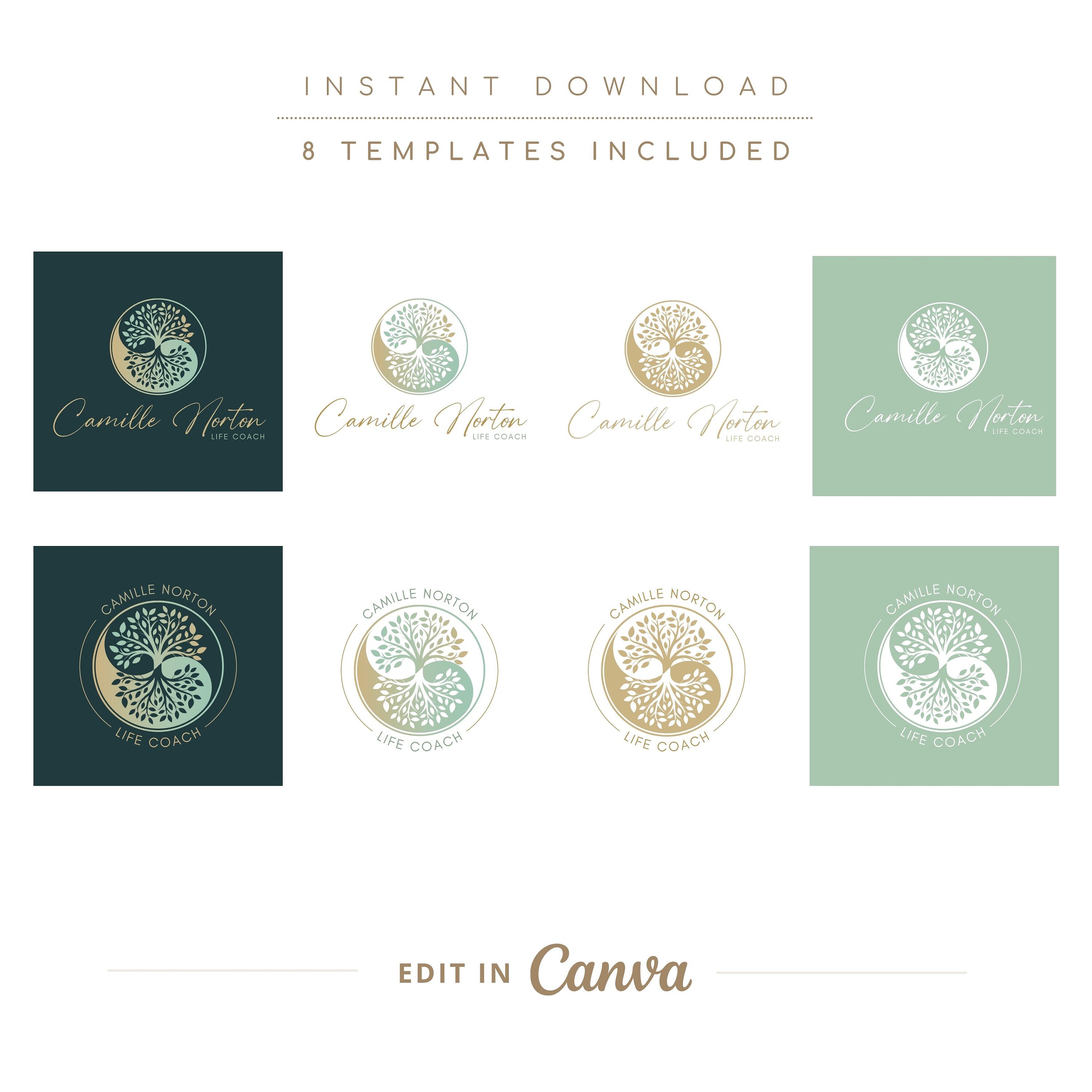 Yin Yang Tree Editable Logo Design, Premade Wellness Logo, DIY Life ...