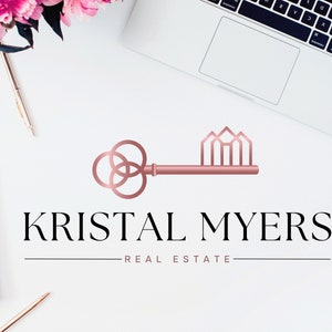 Premade Real Estate Logo Design - Rose Gold Realtor Agent Logo, Sub-mark Logo Stamp and Watermarks - High-Quality Branding for Agents