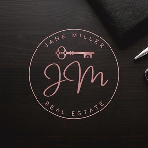 PREMADE LOGO for Real Estate Agents, Rose Gold Key House Branding: Main Logo, Submark Logos and Watermarks Realtor Personalized branding image 10