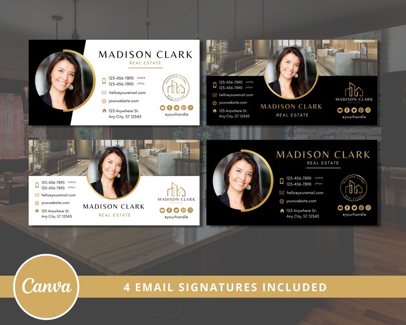 DIY Real Estate Branding Pack: Logo Designs, Business Card, Stamps, Email Signature, Social Banner... Editable Templates Instant Access image 9