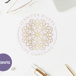 DIY Editable Flower Of Life Logo Design, Canva Logo Template, Geometric, Spiritual, Wellness Life Coach, Spa Yoga- Instant Edit & Download