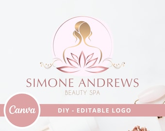 DIY Beauty Logo-Designvorlage, Beauty Spa-Logo, Friseur, Haar Schönheitssalon, Geschäftslogo, Spa-Logo, bearbeitbares Design - Instant Access