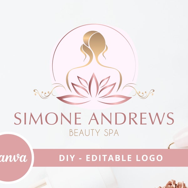 DIY Beauty Logo Design Template, Beauty Spa Logo, Hair Stylist, Hair Beauty Salon, Business Logo, Spa Logo, Editable Design - Instant Access