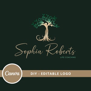 DIY Tree of Life Woman Logo Design, Editable Wellness Logo Template, Life Coaching Logo, Yoga Logo, Psychology Logo, Spa & Cosmetics Logo.