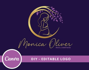 DIY bewerkbare logosjabloon - verloskundige Doula-logoontwerp, Circle of Life-logo, geboorte-doula, logo-ontwerp kinderopvang - directe toegang