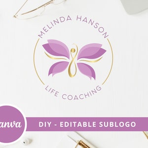 DIY Butterfly Infinity Logo Template. Wellness Spiritual Logo Design Template, Yoga, Coaching, Spa, Psychology. Canva Logo, Instant Access. zdjęcie 2