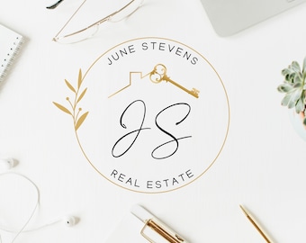 Real Estate Golden Logo Design - Firma casa e chiave - Logo, contrassegno e filigrane, marchio di alta qualità per agenti immobiliari