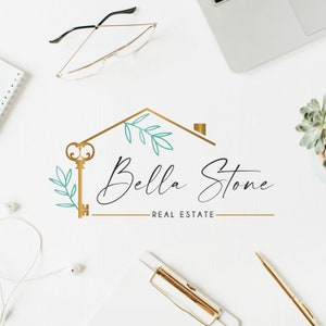 ECO HOUSE LOGO Design, Real Estate Logo, Realtor Logo, Key Logo, Agent Logo, Custom Logo, Luxury House, Signature Logo, Agent Branding Kit