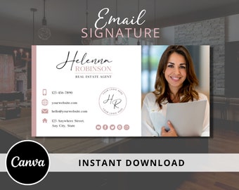 DIY Email Signature Template for Real Estate Agents, Email Footer Design - Fully Editable Canva Template - Instant Download
