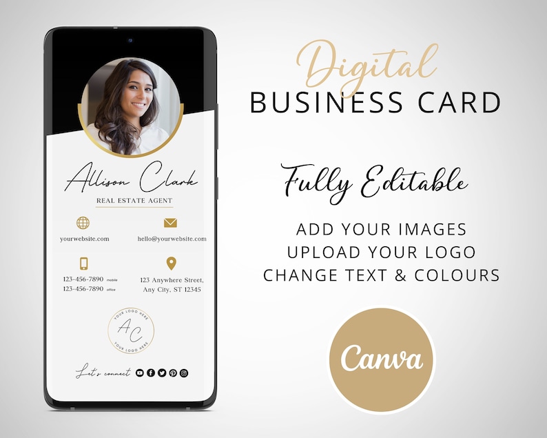 Editable Virtual Business Card Digital Business Card for Real | Etsy