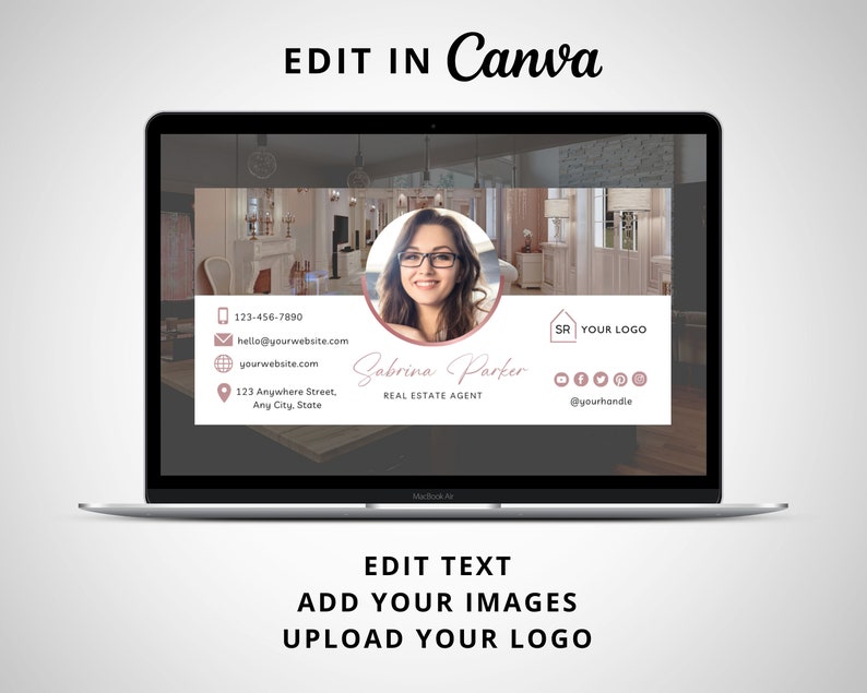 DIY Email Signature, Canva Template, Edit and Download, Email Footer Design, Fully Editable, Real Estate Marketing Material for Agents image 3