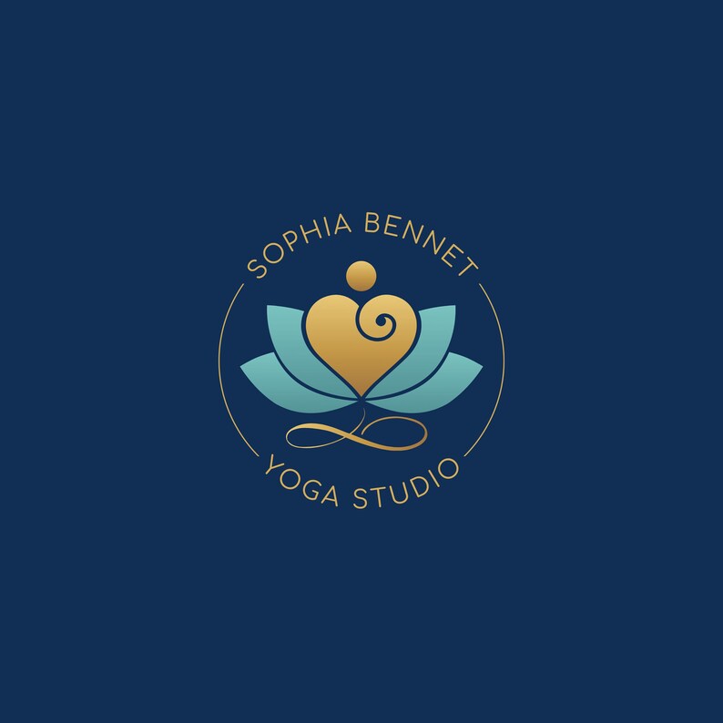 Yoga Heart Lotus Logo Design, Premade Life Coach Logo, Lotus Logo, Heart Logo, Infinity Yoga Logo, Psychology Logo, Spa Logo, Healing Logo. image 3