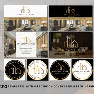 DIY Real Estate Branding Pack: Logo Designs, Business Card, Stamps, Email Signature, Social Banner... Editable Templates Instant Access image 7