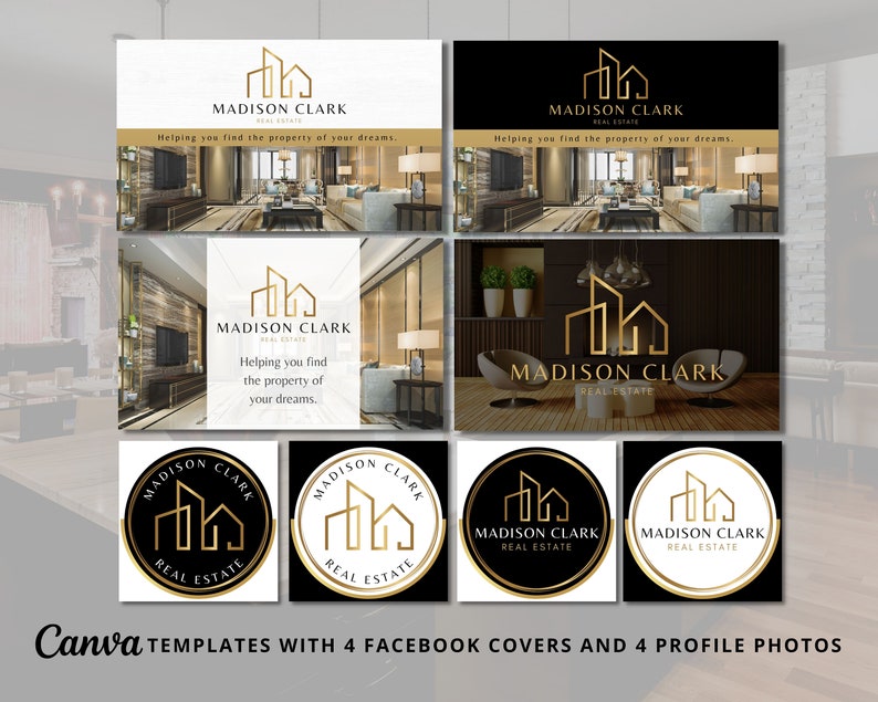 DIY Real Estate Branding Pack: Logo Designs, Business Card, Stamps, Email Signature, Social Banner... Editable Templates Instant Access Bild 7