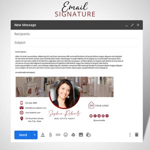 DIY Email Signature Template for Real Estate Agents, Email Footer Design Fully Editable Canva Template Instant Download image 2