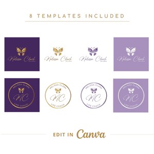 Butterfly Editable Logo Design, Canva Template, Wellness Life Coaching Logo, Healing Logo, Spa Logo, DIY Psychology Logo, Instant Access. image 4