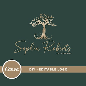 DIY Tree of Life Woman Logo Design, Editable Wellness Logo Template, Life Coaching Logo, Yoga Logo, Psychology Logo, Spa & Cosmetics Logo.