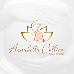 LOGO DESIGN, Doula Logo Design, Hebammen Logo, Schwangerschaft Logo, Bauch Logo, Lotus Blume, Spa Logo, Frau Baby Logo, Lotus Logo, Yoga Mamas Bild 3