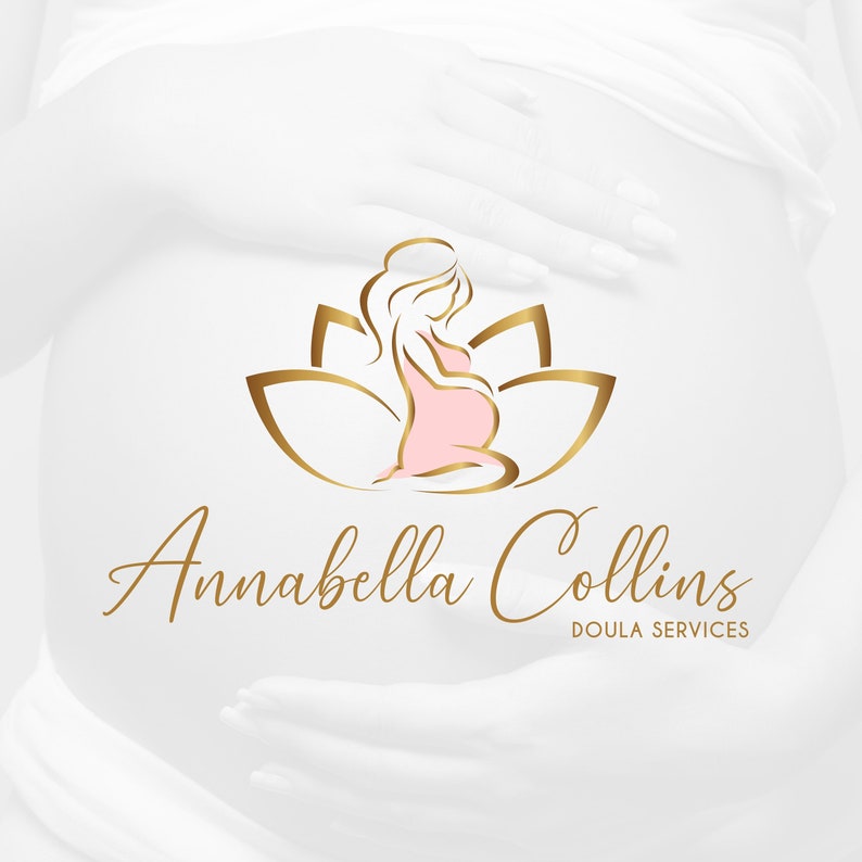 LOGO DESIGN, Doula Logo Design, Hebammen Logo, Schwangerschaft Logo, Bauch Logo, Lotus Blume, Spa Logo, Frau Baby Logo, Lotus Logo, Yoga Mamas Bild 3