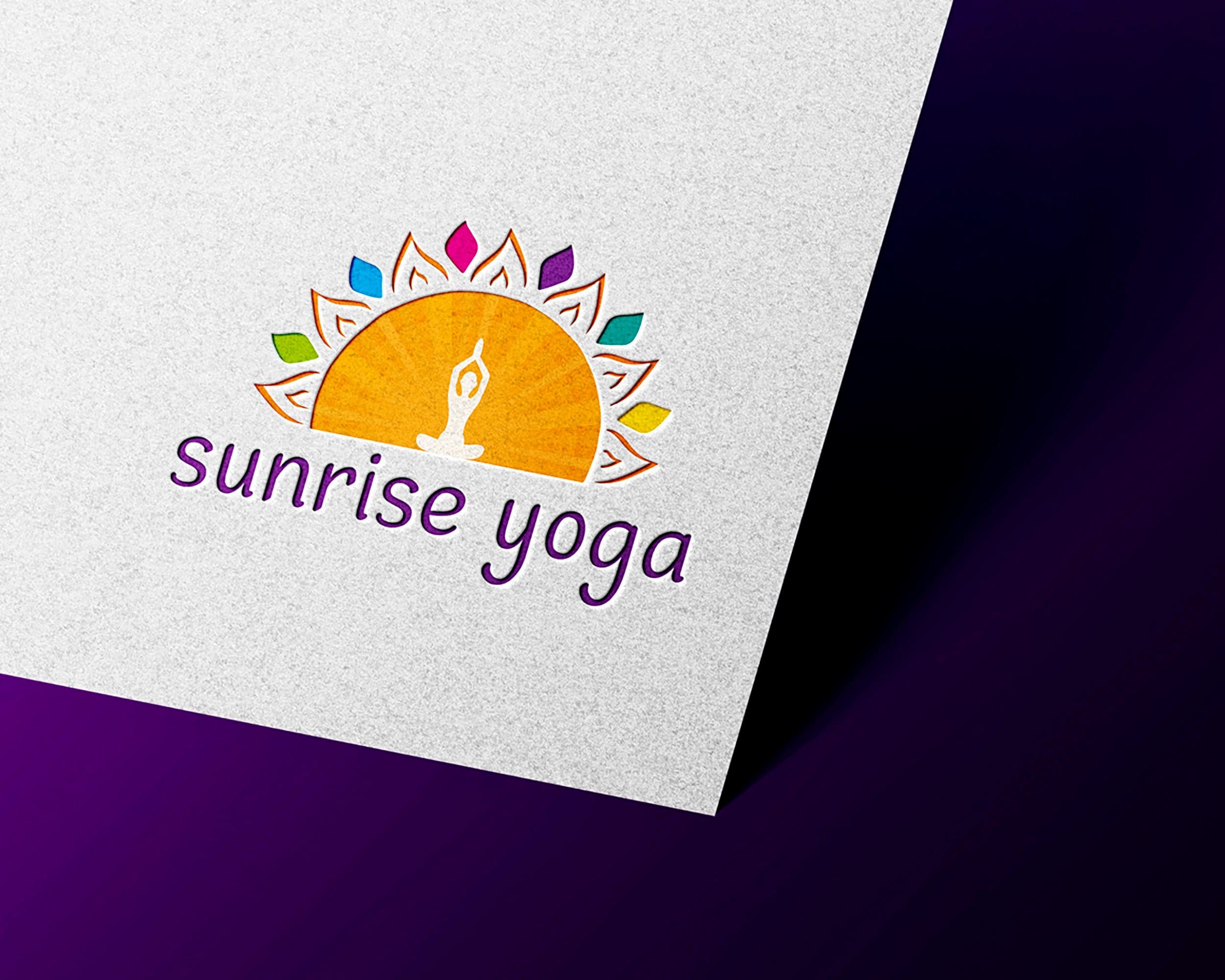 Yoga Logo Design, Sunrise Logo, Lotus Design, Meditation Logo, Leaves Logo, Premade Logo, Handmade Logo Design, Sun Logo