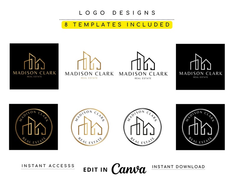 DIY Real Estate Branding Pack: Logo Designs, Business Card, Stamps, Email Signature, Social Banner... Editable Templates Instant Access image 5