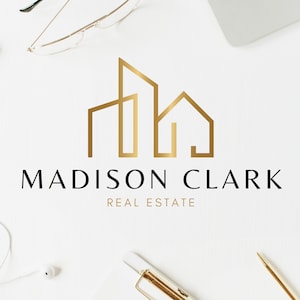 REAL ESTATE LOGO, Modern Golden Logo Design, Personalized Realtor Branding, Submark and Watermarks Branding and Logos for Real Estate Agents