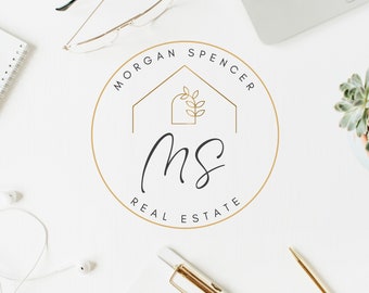 Real Estate Premade Logo Design, Logo Stamp, Golden House Signature Logo Real Estate, Main Logo, Submark and Watermarks Personalized for you