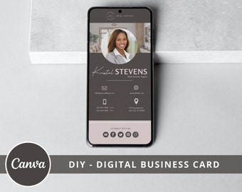 Editable Virtual Business Card, Digital Business Card for Real Estate Agents - DIY Canva Template - VCard Template - Instant Download