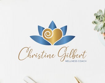 Heart Lotus Wellness Logo Design, Premade Life Coach Logo, Lotus Logo, Heart Logo, Spiritual Logo, Psychology Logo, Spa Logo, Healing Logo.