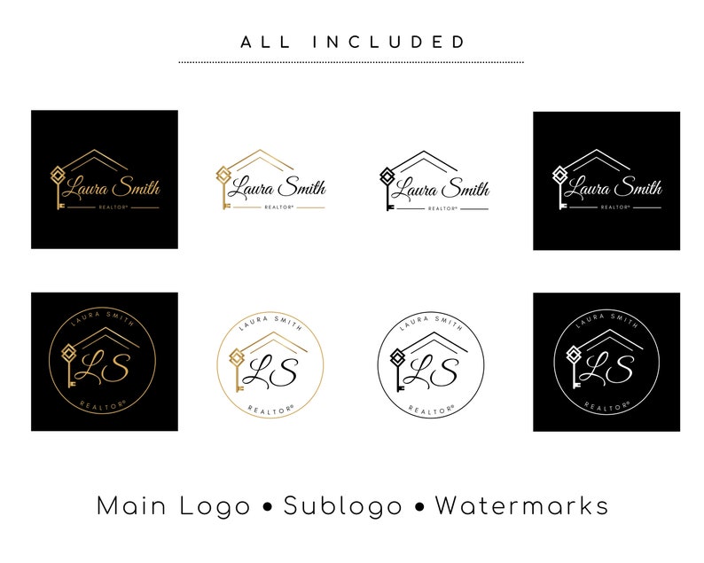 PREMADE HOUSE LOGO for Real Estate Agents, Realtor Logo, Submark and Watermarks All Included, Original Design High-Quality Branding image 3