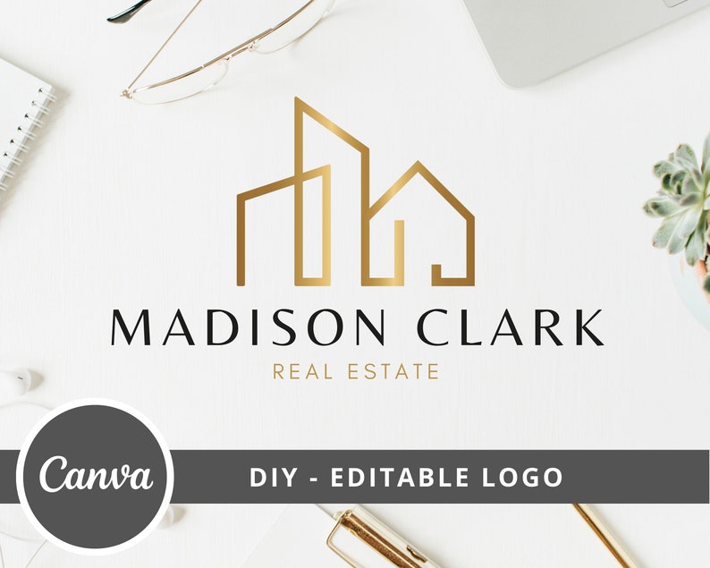 DIY Real Estate Branding Pack: Logo Designs, Business Card, Stamps, Email Signature, Social Banner... Editable Templates Instant Access Bild 2