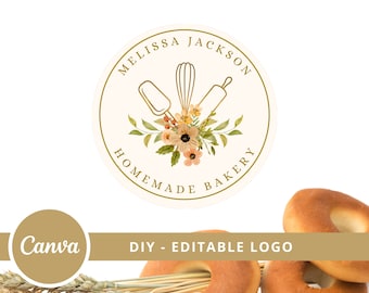 DIY Vintage Bakery Logo Design, Canva Editable Template, Cookie Logo, Baked Cookies Logo Design, Editable Logo Templates, Instant Access