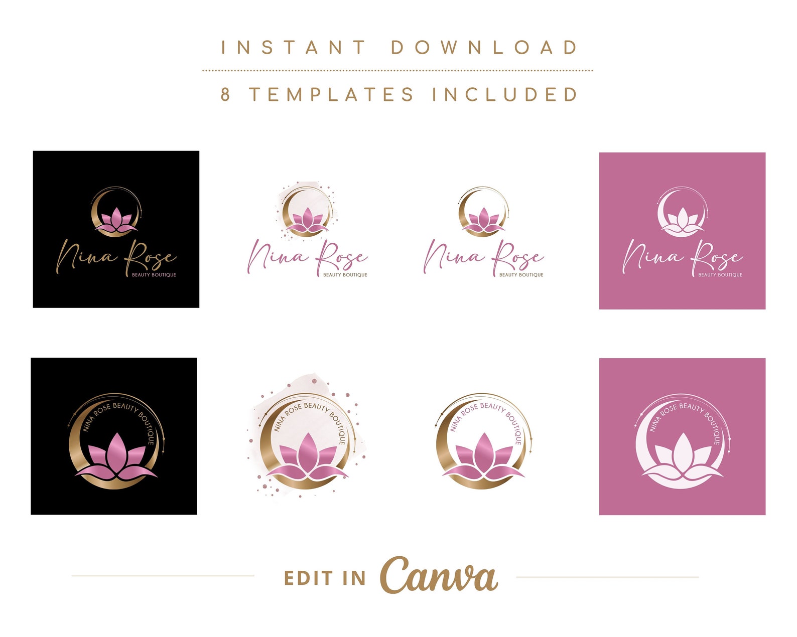Editable Logo Design DIY Canva Logo Template Beauty Salon - Etsy