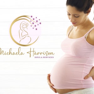 Doula Pre-made Logo Design, Circle of Life Logo, Birth-doula, Stars Logo, Belly Pregnancy, Feminine Logo, Midwife Logo, Premade Logo Designs