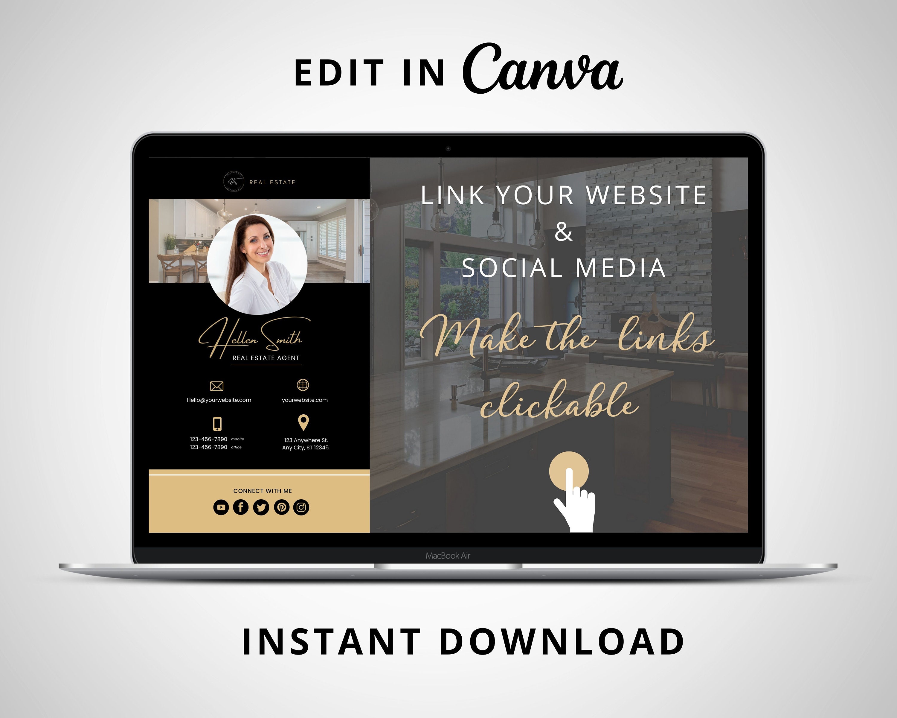 Editable Virtual Business Card, Digital Business Card for Real Estate ...