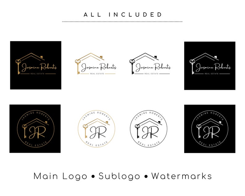 PREMADE BROKER LOGO, Diseño de logotipo de bienes raíces para agentes, Submarca y marcas de agua todo incluido, Marca de alta calidad para agentes de bienes raíces imagen 7