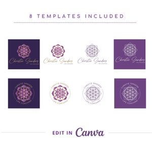 Flower Of Life Mandala Editable Logo, Wellness Logo, DIY Canva Template Logo, Spiritual Logo, Life Coaching Logo, Sacred Geometry Logo. image 4