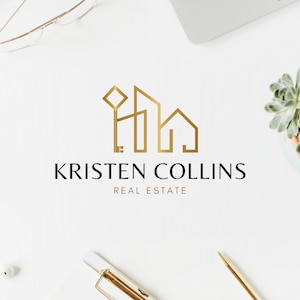 Real Estate Premade Logo Design, Modern Building and Key Logo, House Logo, Key Logo, Realtor Logo Design, Real Estate Agent Branding.