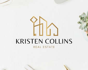 Real Estate Premade Logo Design, Modern Building and Key Logo, House Logo, Key Logo, Realtor Logo Design, Real Estate Agent Branding.