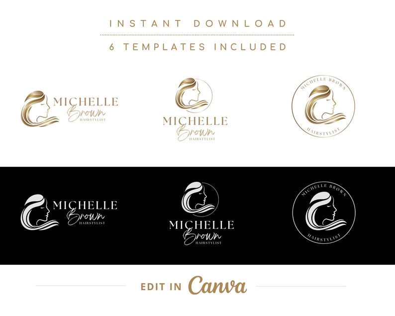 DIY Hair Logo Design, Beauty Salon Logo, Instant Download, Hair Stylist Logo Design, Spa, Blonde, Gold Logo, Signature Logo Instant Access image 3