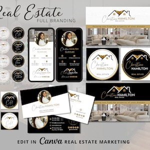 DIY Real Estate Branding Kit, Logo, Business Card, Stamps, Signs, Email Signature, Social, Etc. Fully Editable Templates - Instant Access