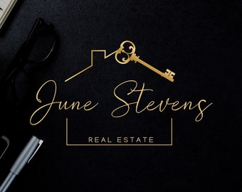 Real Estate Golden Logo Design - Signature Home & Key - Logo, Sub-mark and Watermarks, High-Quality Branding for Real Estate Agents
