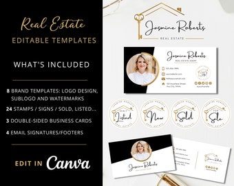 DIY Branding Kit for Real Estate Agents including Real Estate Logos, Business Card Templates, Email Signatures, and Stamps - Instant Access