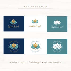 Yoga Heart Lotus Logo Design, Premade Life Coach Logo, Lotus Logo, Heart Logo, Infinity Yoga Logo, Psychology Logo, Spa Logo, Healing Logo. image 4