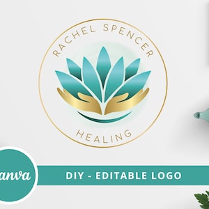 Editable Spiritual Logo Template, Yoga Logo, Wellness Life Coaching, Lotus Logo, DIY Logo, Psychology Logo, Instant Access Edit and Download